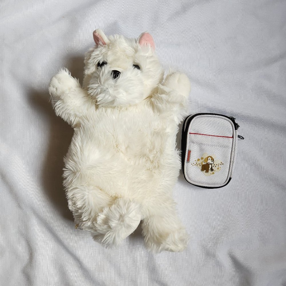 2 Bags (White Dog Backpack &   NWOT Hama White Small Bag) for 1 Price